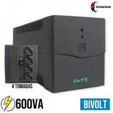 Nobreak Bivolt Automático Saída 115V 4 Tomadas 1 Bateria UPS SAFE 600VA Coletek